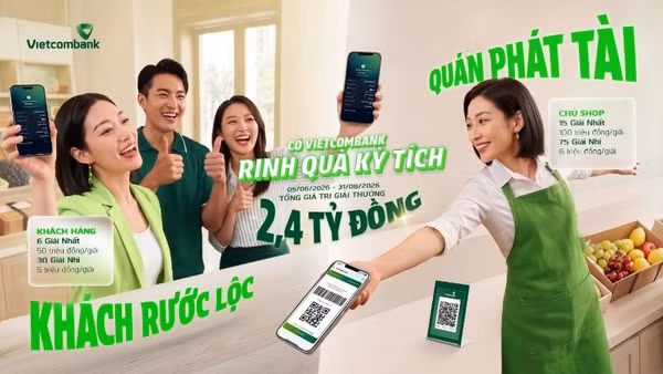“Có Vietcombank - Rinh quà kỳ tích” giúp người bán và người mua đều có cơ hội nhận thưởng khi tham gia giao dịch trong hệ sinh thái thanh toán số của Vietcombank.