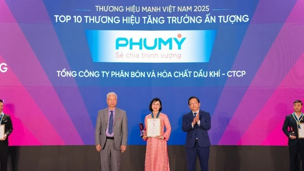 Phú Mỹ nhận Danh hiệu Top 10 Thương hiệu mạnh tăng trưởng ấn tượng 2025 trong Top 50 Thương hiệu mạnh 2025.
