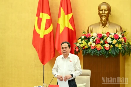 Bí thư Đảng ủy Quốc hội, Chủ tịch Quốc hội Trần Thanh Mẫn phát biểu kết luận hội nghị. (Ảnh: DUY LINH)