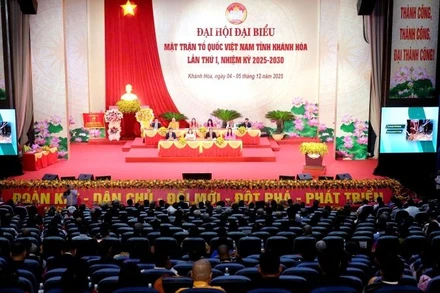 Toàn cảnh Đại hội đại biểu Mặt trận Tổ quốc Việt Nam tỉnh Khánh Hòa lần thứ I, nhiệm kỳ 2025-2030. 
