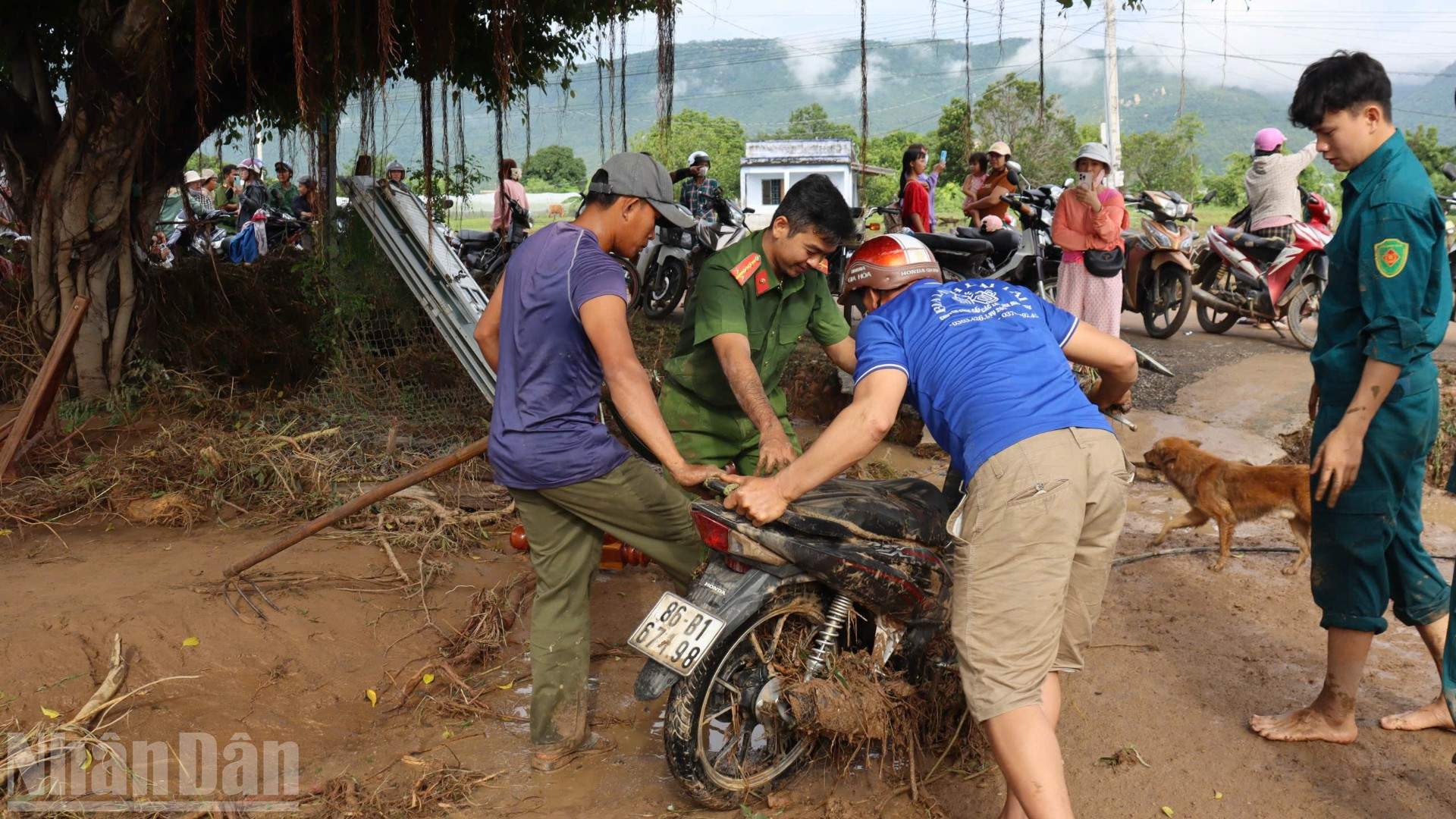 As autoridades auxiliam as pessoas no conserto de veículos. ndo_bl_1cde49567c1cf042a90d-7959.jpg
