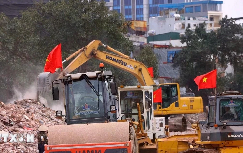 Dự án đường Vành đai 1 thủ đô Hà Nội. (Ảnh: Văn Điệp/TTXVN)