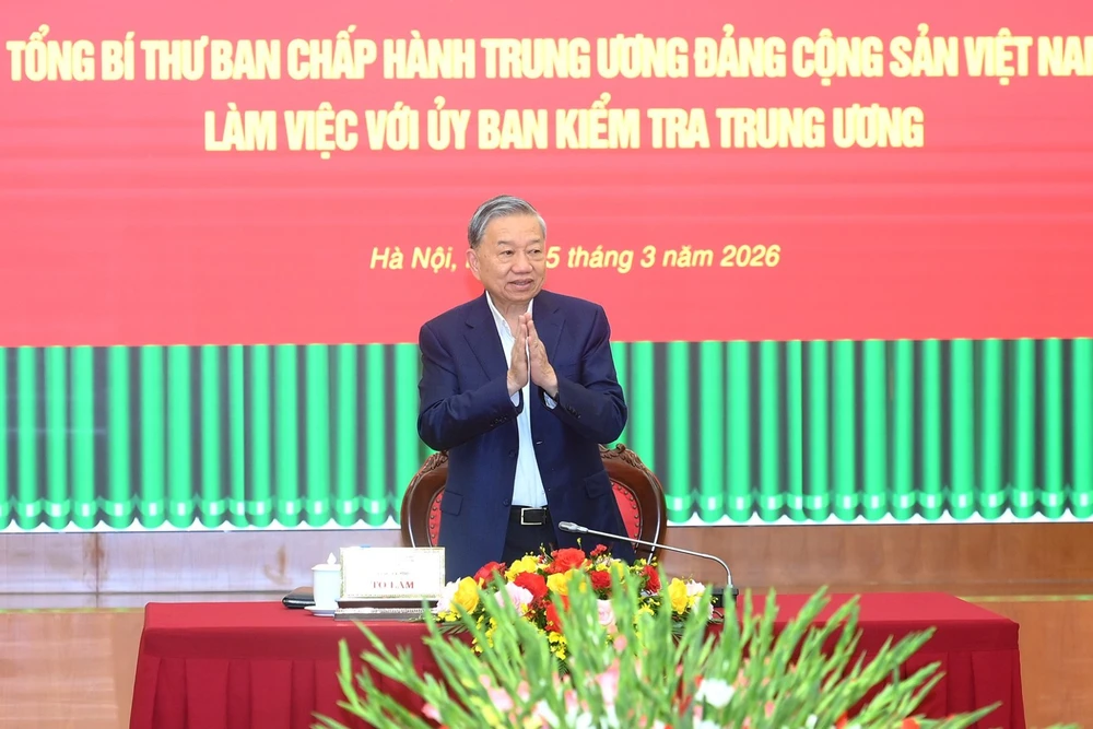 Tổng Bí thư Tô Lâm chủ trì cuộc làm việc với Ủy Ban Kiểm tra Trung ương. (Ảnh: ĐĂNG KHOA)