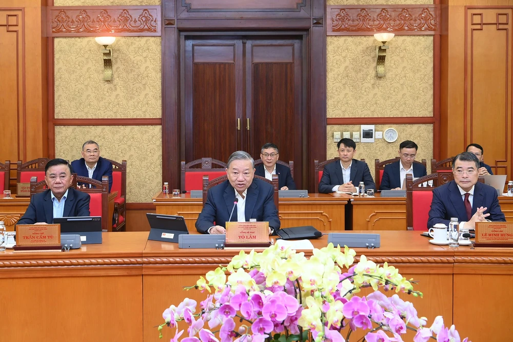 Tổng Bí thư Tô Lâm chủ trì phiên họp của Ban Bí thư về công tác tổ chức Tết Bính Ngọ 2026. (Ảnh: ĐĂNG KHOA)