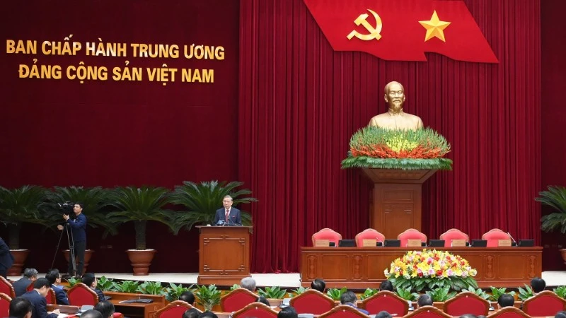 Tổng Bí thư Tô Lâm phát biểu bế mạc Hội nghị lần thứ 15 Ban Chấp hành Trung ương Đảng Cộng sản Việt Nam khóa XIII. (Ảnh ĐĂNG KHOA)