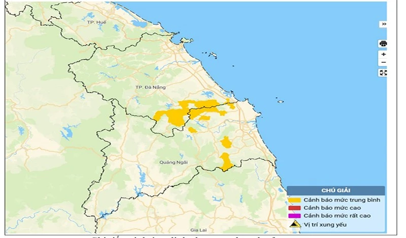 Bản đồ nguy cơ lũ quét, sạt lở đất đá trên các khu vực.