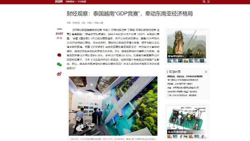 Prensa china destaca posición de Vietnam en la economía regional y mundial.