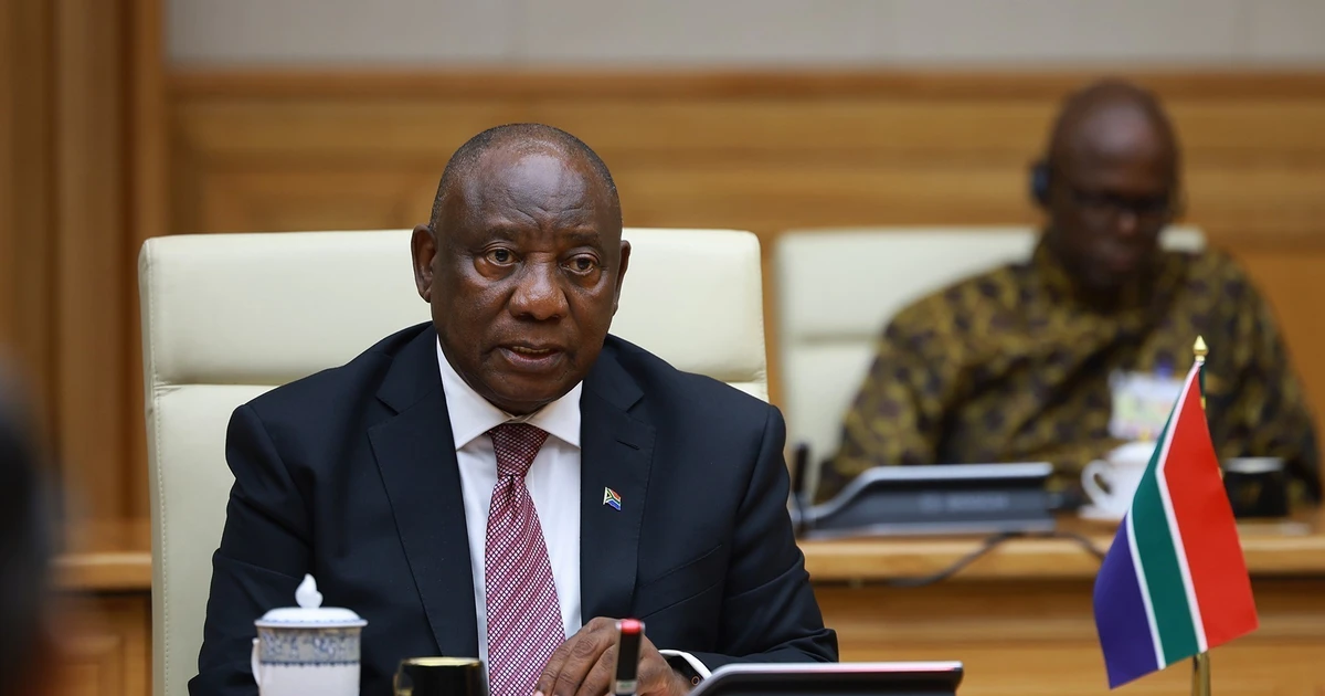 南非总统马塔梅拉·西里尔·拉马福萨。 