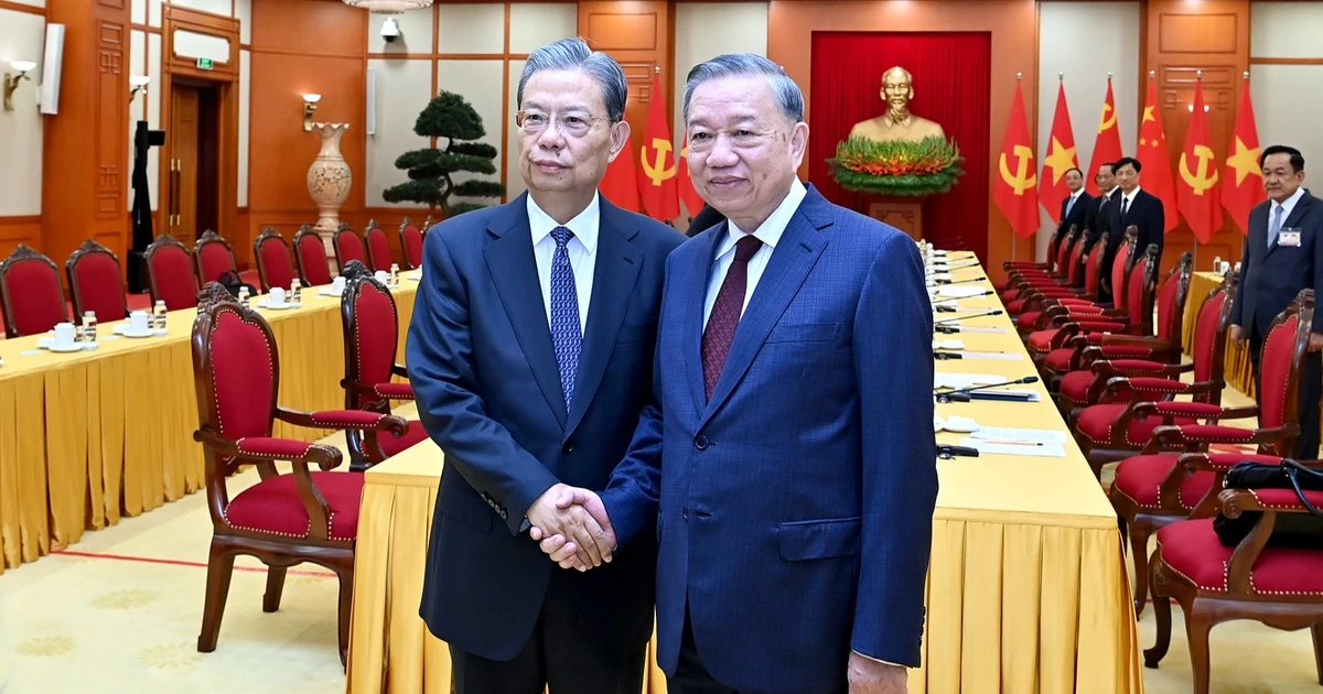 [Foto] Máximo dirigente partidista de Vietnam se reúne con el líder legislativo de China