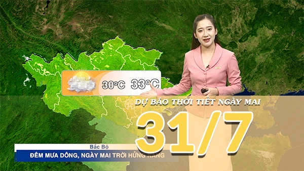 [Video] Dự báo thời tiết đêm nay và ngày mai ngày 31/7/2026: Mưa dông trên cả nước vào chiều tối