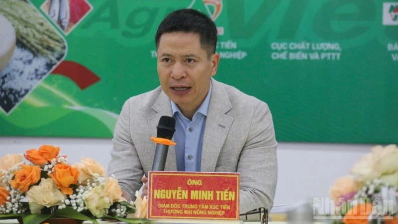 Nguyen Minh Tien, Director of the Agricultural Trade Promotion Centre, speaks at the press conference for the “International Agricultural Exhibition AgroViet 2025.”