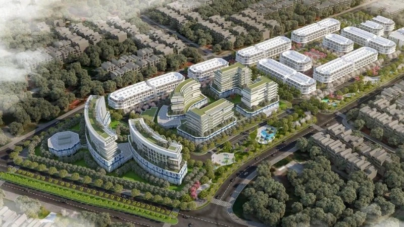 (Illustrative image: Perspective of a social housing project in Dong Anh implemented by Corporation 319 of the Ministry of National Defence)