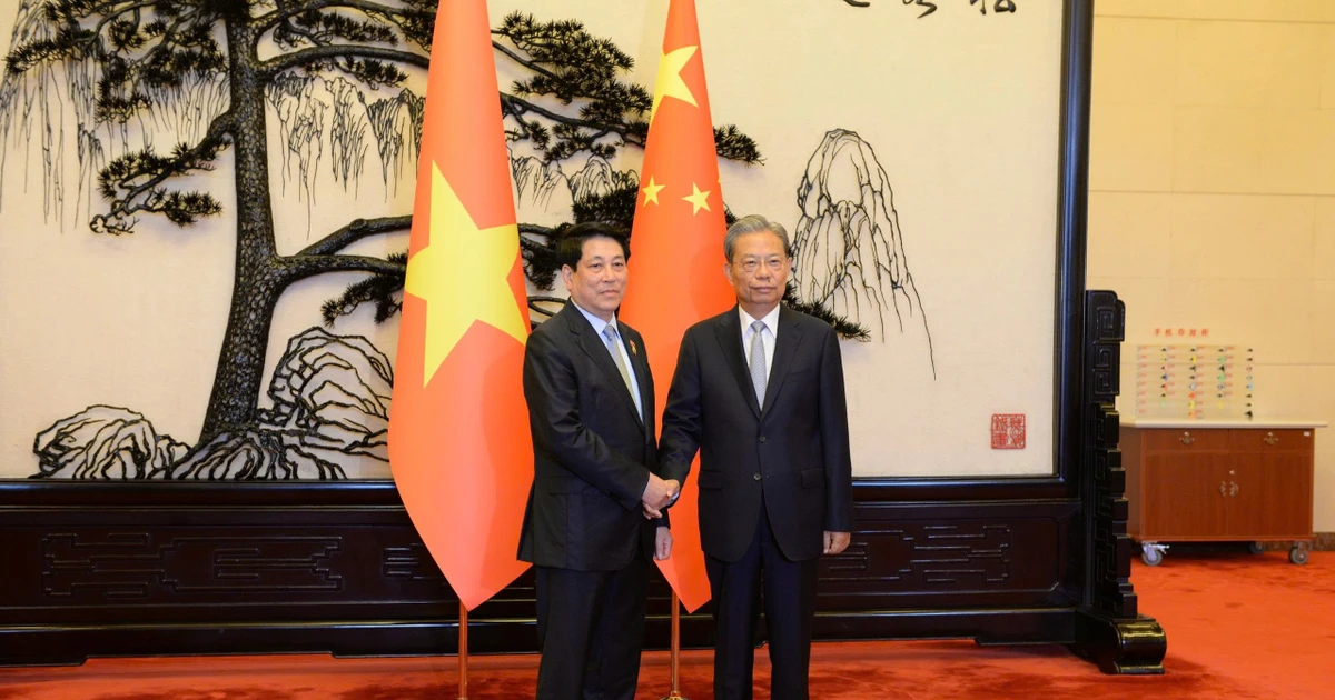 Chủ tịch nước Lương Cường hội kiến Ủy viên trưởng Nhân đại toàn quốc Trung Quốc Triệu Lạc Tế