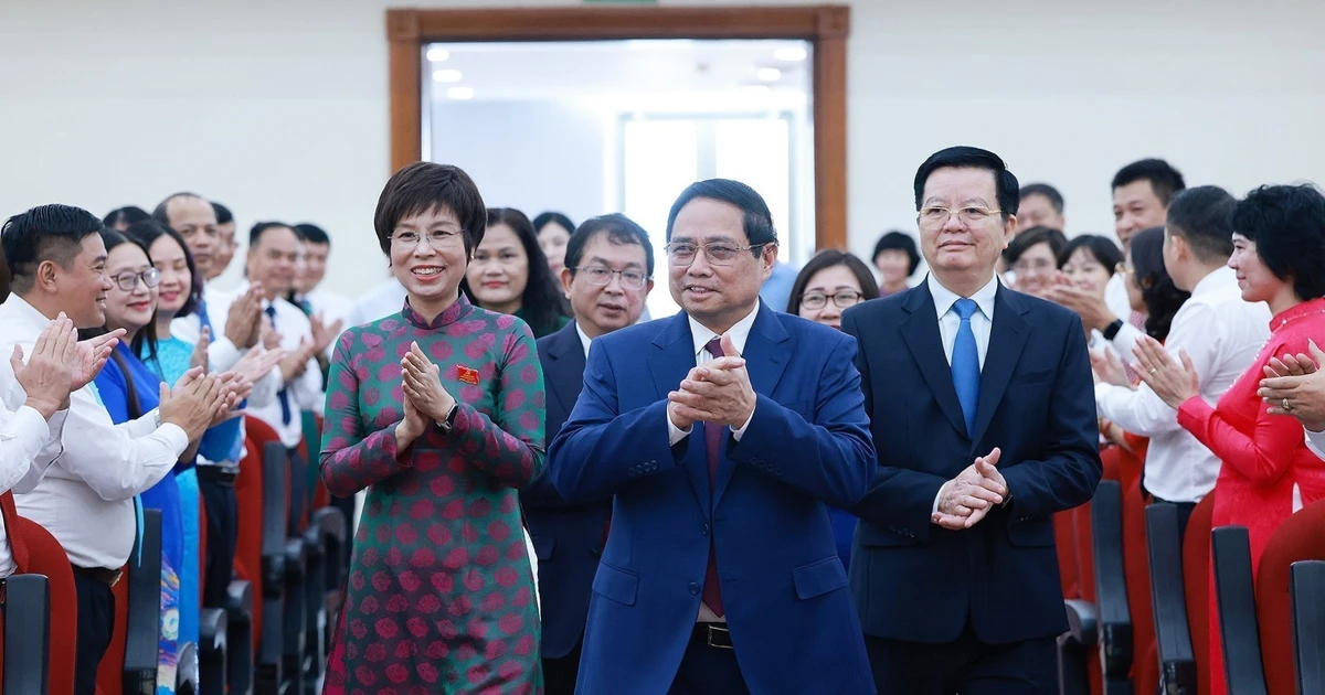 Prime Minister Pham Minh Chinh attends 27th Party Congress of the Viet Nam News Agency (VNA) for the 2025–2030 term. (Photo: Duong Giang/VNA)