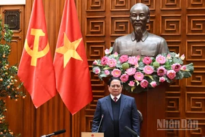 Thủ tướng Chính phủ Phạm Minh Chính phát biểu ý kiến kết luận Phiên họp thứ năm Ban Chỉ đạo xây dựng nhà máy điện hạt nhân. (Ảnh: Trần Hải)