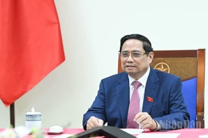Thủ tướng Chính phủ Phạm Minh Chính đã điện đàm với Tổng Giám đốc Tập đoàn Nhà nước về Năng lượng nguyên tử Liên bang Nga (Rosatom) Alexey Likhachev. (Ảnh: TRẦN HẢI)