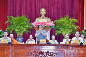 Thủ tướng Chính phủ Phạm Minh Chính chủ trì Hội nghị tiếp xúc cử tri thành phố Cần Thơ sau Kỳ họp thứ 10, Quốc hội khóa XV. (Ảnh THANH GIANG)