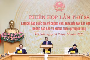 Thủ tướng Phạm Minh Chính chủ trì Phiên họp lần thứ 28 Ban Chỉ đạo Quốc gia về IUU. (Ảnh: TRẦN HẢI) 