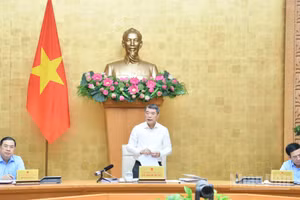 Thủ tướng Lê Minh Hưng chủ trì cuộc họp của Thường trực Đảng ủy Chính phủ và Thường trực Chính phủ. (Ảnh: THANH GIANG)