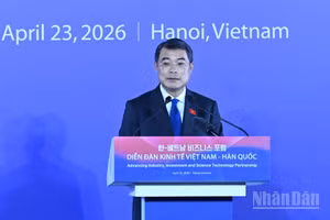 Thủ tướng Chính phủ Lê Minh Hưng phát biểu ý kiến tại Diễn đàn Kinh tế Việt Nam-Hàn Quốc. (Ảnh: Trần Hải)