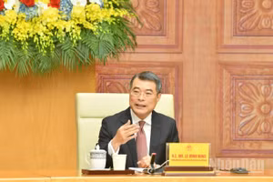 Thủ tướng Chính phủ Lê Minh Hưng phát biểu ý kiến tại buổi làm việc với Đoàn doanh nghiệp cấp cao Hội đồng Kinh doanh Hoa Kỳ-ASEAN (USABC). (Ảnh: THANH GIANG)