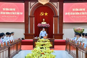 Thủ tướng Chính phủ Lê Minh Hưng chủ trì cuộc làm việc với Ban Thường vụ Tỉnh ủy Đồng Tháp. (Ảnh: THANH GIANG)