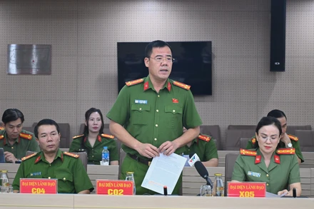 Đại diện lãnh đạo Cục Cảnh sát hình sự, Bộ Công an, thông báo về kết quả phòng chống tội phạm sử dụng công nghệ cao 9 tháng năm 2025 và Quý III-2025