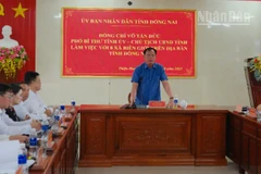 Phó Bí thư Tỉnh ủy, Chủ tịch Ủy ban nhân tỉnh Đồng Nai Võ Tấn Đức phát biểu tại buổi làm việc với 8 xã biên giới.