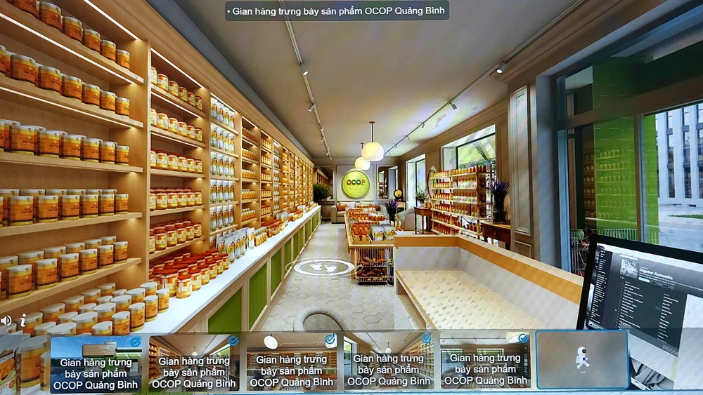 Giao diện gian hàng thực tế ảo 3D trưng bày, giới thiệu sản phẩm OCOP của tỉnh Quảng Bình.