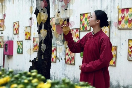 Không gian hoài cổ tại sân tranh lá bồ đề ở 22 Hàng Buồm, Hà Nội.