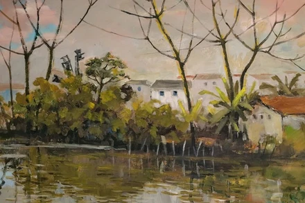 Trích từ tác phẩm "Lung linh ao quê" của họa sĩ Quỳnh Thơm.