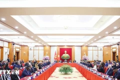 Tổng Bí thư Tô Lâm tiếp Trưởng đoàn các nước tham dự Lễ mở ký Công ước Liên hợp quốc về chống tội phạm mạng. (Ảnh: TTXVN)