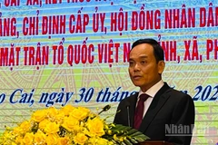 Đồng chí Trần Lưu Quang phát biểu tại buổi lễ. (Ảnh: THANH SƠN)