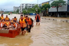 Mưa lũ sau bão số 11 gây ngập lụt tại Thái Nguyên.