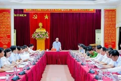 Ban Chỉ đạo giải phóng mặt bằng Dự án đường sắt tốc độ cao trục bắc-nam, đoạn qua địa bàn Nghệ An họp phiên thứ nhất. (Ảnh: PHẠM BẰNG)