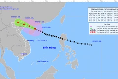 Bản đồ dự báo quỹ đạo và cường độ bão số 11 phát lúc 11 giờ ngày 5/10/2025. (Nguồn: Trung tâm Dự báo khí tượng thủy văn quốc gia)