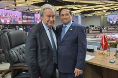 Thủ tướng Phạm Minh Chính và Tổng Thư ký Liên Hợp Quốc Antonio Guterres. (Ảnh: VGP/Nhật Bắc)