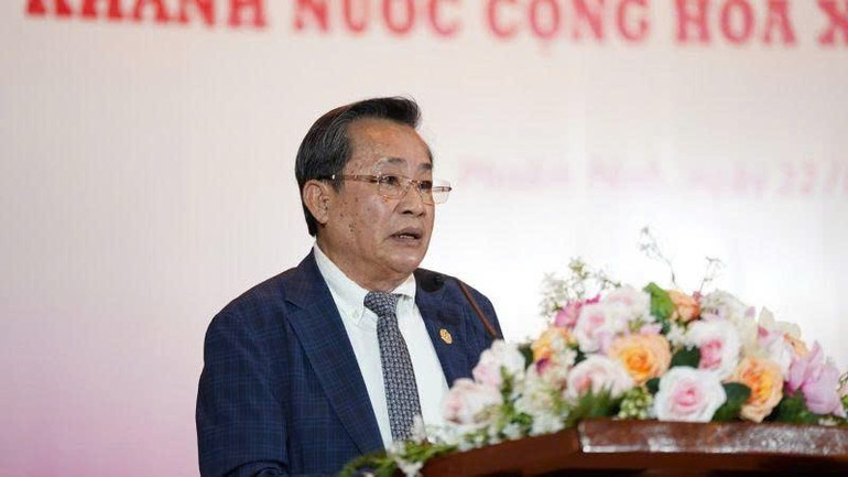Chủ tịch Hiệp hội Doanh nghiệp Việt Nam-Campuchia Oknha Leng Rithy bày tỏ niềm tự hào là một phần của cộng đồng người Việt tại Campuchia, đóng góp tích cực vào sự phát triển của mối quan hệ giữa Việt Nam và Campuchia. (Ảnh: ĐINH TRƯỜNG) z6935716054459-ff1dfdd80a7ae040cee023e62862edf6.jpg