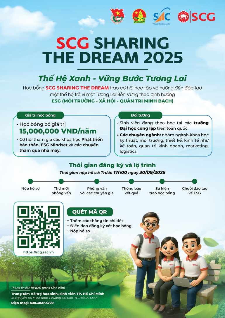 SCG Sharing the Dream 2025 mang đến cơ hội học tập cho hàng trăm học sinh, sinh viên trên toàn quốc. scg-std-2025-hinh-1.jpg