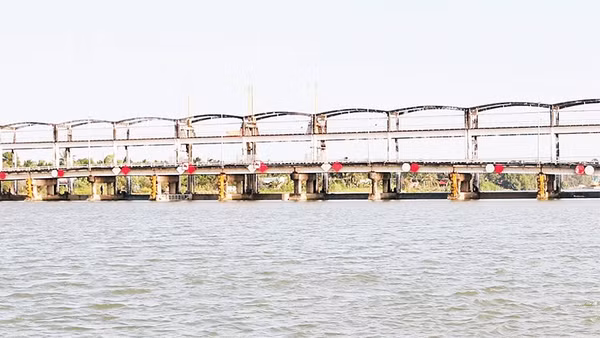 Độ mặn 1‰, cống thủy lợi Láng Thé, xã Nhị Long được đóng lại để ngăn mặn.