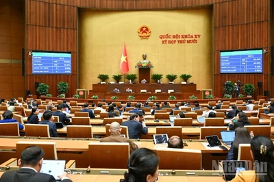 Quốc hội làm việc tại hội trường. (Ảnh: DUY LINH)