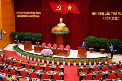 Quang cảnh Hội nghị lần thứ mười hai Ban Chấp hành Trung ương Đảng khóa XIII. (Ảnh: TTXVN)