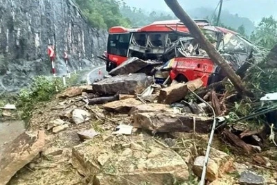 Hiện trường vụ sạt lở.