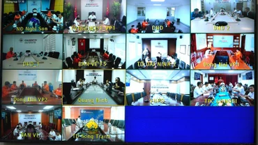 EVNGENCO1 tổ chức họp trực tuyến với các đơn vị liên quan trong Tổng công ty. (Ảnh: EVNGENCO1)