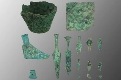 Một số hiện vật được khai quật từ di chỉ Vườn Chuối. 