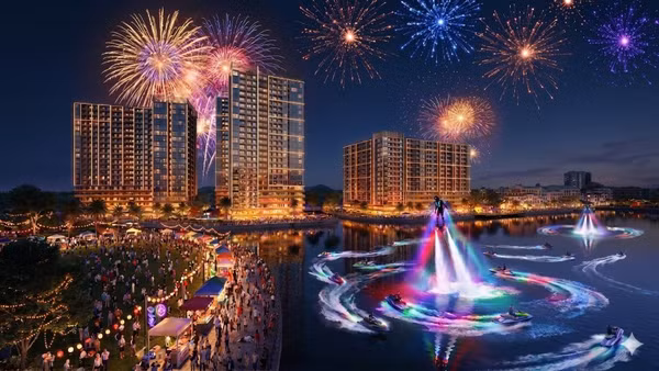 Phối cảnh Charmora City (Sun Group) thắp sáng khi đêm về. (Ảnh: Sun Group)