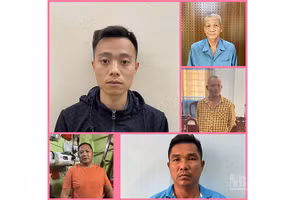 Năm đối tượng tại cơ quan Công an.