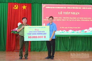 Trường đại học An ninh nhân dân gửi tặng xã An Hòa công trình thanh niên “Đèn năng lượng mặt trời thắp sáng đường quê”.