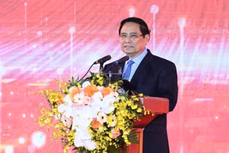 Thủ tướng Chính phủ Phạm Minh Chính phát biểu ý kiến tại buổi lễ. (Ảnh: TRẦN HẢI)