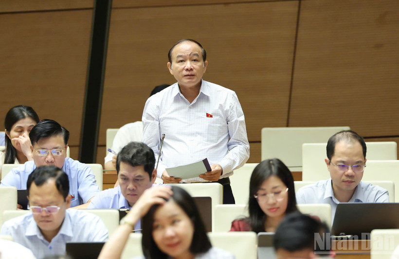Đại biểu Lã Thanh Tân (Hải Phòng) phát biểu. (Ảnh: DUY LINH)